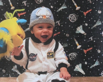 Knitted Astronaut Baby hat  Knitted baby cap Baby Beanie Knitted Space Ship Hat Knitted Rocket ship hat baby clothing BLAST OFF!!!!!!!!!!!!