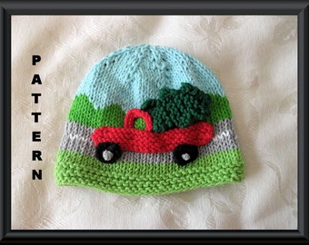 Knitted Hat Pattern Baby Hat Pattern Newborn Infant Hat Pattern Hat Pattern Truck Hat Pattern Knitted Truck Hat:  CHRISTMAS TREE DELIVERY