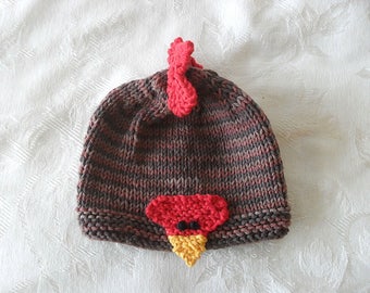 Knitted Baby Hat Easter Knitted Beanie Knitted Rooster Baby Hat Hen Cap Baby Chick beanie baby shower knit baby gift gift for new mom