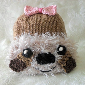 Knitted Hat Pattern Baby Hat Pattern Newborn Hat Pattern Infant Hat Pattern Sloth Baby Hat Pattern Animal Hat Pattern: SLOTH image 3