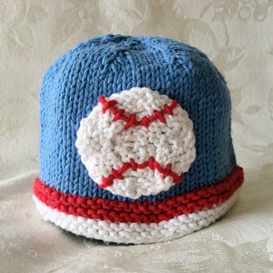 Knitted Hat Pattern Baby Hat Pattern Newborn Hat Pattern Infant Hat Pattern Baseball Hat Pattern : BASEBALL image 4