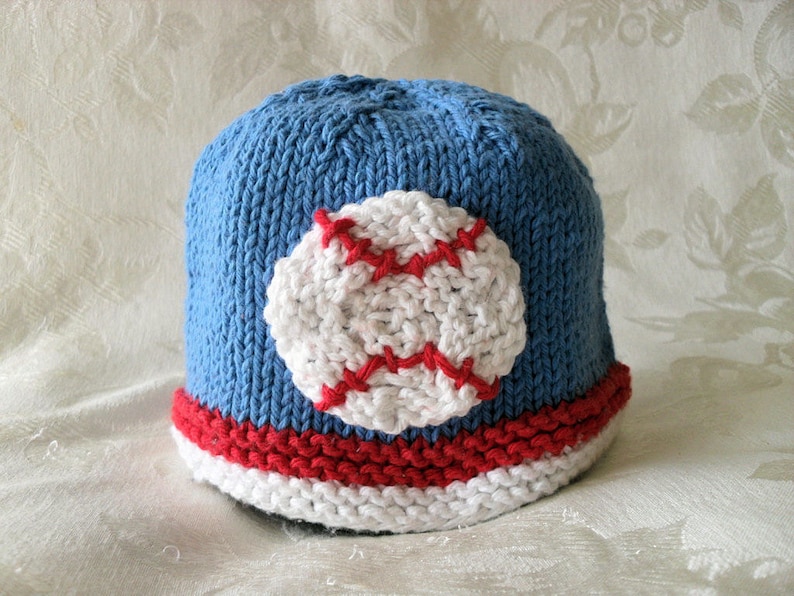 Knitted Hat Pattern Baby Hat Pattern Newborn Hat Pattern Infant Hat Pattern Baseball Hat Pattern : BASEBALL image 4