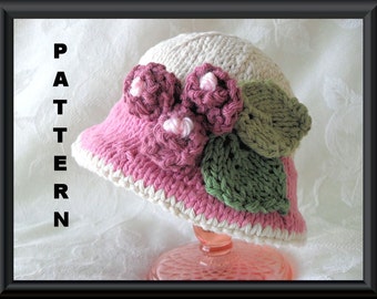 Knitted Hat Pattern Baby Hat Patterns Knit Hat Pattern Newborn Hat Pattern Infant Hat Pattern Baby Hat with Rose: ROARING TWENTIES