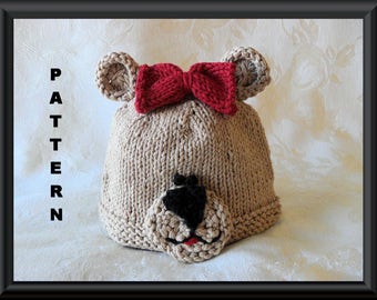 Knitted Hat Pattern Baby Hat Pattern Instant Download Pattern Pattern for Teddy Bear Hat Knitted Animal Baby Hat Pattern: TEDDY BEAR #2