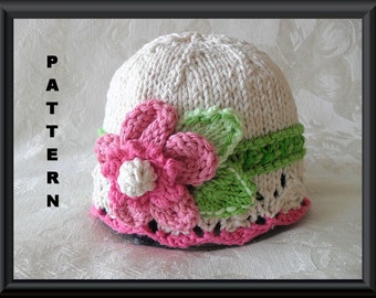 Knitted  Baby Hat Pattern Newborn Hat Pattern Infant Hat Pattern Knitted Lace Cloche Knitted Baby Hat: FUN FLOWER