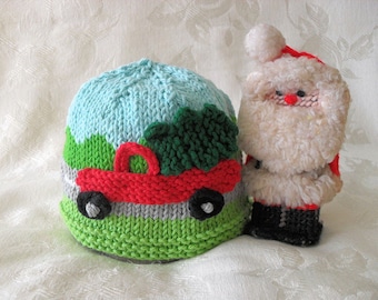 Knitted Christmas tree delivery baby hat Baby cap Knit Baby Beanie Knitted baby Beanie Knitted Truck Hat baby shower baby gift christening