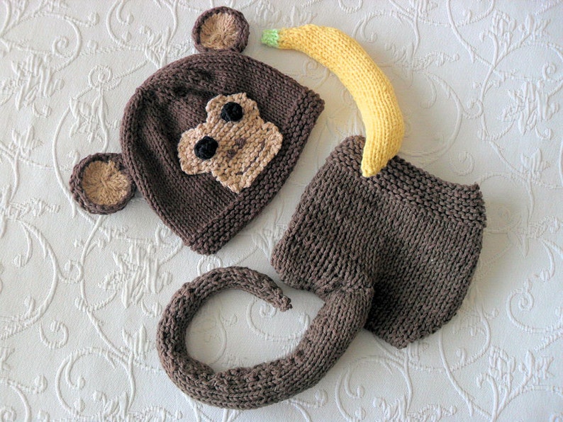 Knitted Banana Photo Prop Monkey Hat Photo Prop Knitting Knit Etsy