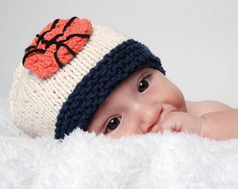 Knitted Baby Hat Knitting Hats Hand Knitted Basketball  Baby Cap knitted baby beanie March Madness baby shower knitted baby gift soccer ball