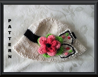 Baby Hat Pattern Knitted Hat Pattern Newborn Hat Pattern Infant Hat Pattern Hat Baby Hat with Flower Cotton Knit Hat: POLKA DOT PERSUASION