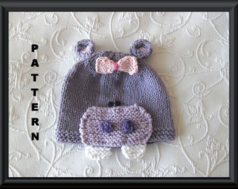 Knitted Hat Pattern Baby Hat Pattern Newborn Hat Pattern Infant Hat Pattern Hippopotomus Hat Pattern Halloween Baby Hat:  HAPPY HIPPO