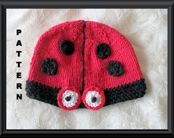 Knitted Hat Pattern Baby Hat Pattern Newborn Hat Pattern Infant Hat Pattern Ladybug Hat Pattern Knit Ladybug hat: LADYBUG