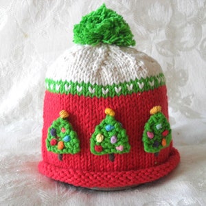 Knitted Baby Hat Knitted baby Beanie Christmas Tree Baby Hat Christmas Baby Hat baby shower gift knitted baby gift gift for new mom image 2