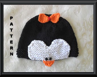 Knitted Hat Pattern Baby Hat Pattern Newborn Hat Pattern Infant Hat Pattern Penguin Baby Hat Pattern: PENGUIN