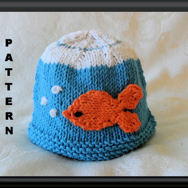 Knitted Hat Pattern Baby Hat Pattern Pet Goldfish in a Bowl Hat pattern Newborn Hat Pattern Infant Hat Pattern: GOLDFISH