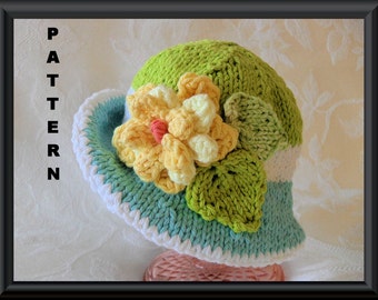 Baby Hat Pattern Knitted Hat Pattern Baby Bonnet Pattern Newborn Hat Pattern Infant Hat Pattern Baby Hat with Flower: FUN in THE SUN