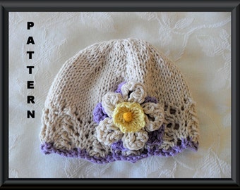 Knitted Hat Pattern Baby Hat Pattern Newborn Hat Pattern Infant Hat Pattern Easter Hat Pattern Baby Hat with Flower: EASTER COLORS