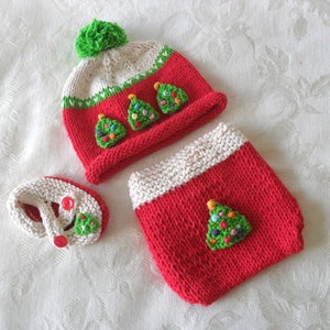 Knitted Baby Hat Knitted baby Beanie Christmas Tree Baby Hat Christmas Baby Hat baby shower gift knitted baby gift gift for new mom image 6