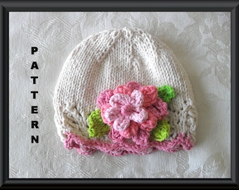 Knitted Hat Pattern Baby Hat Pattern Instant Download Pattern Infant Hat Pattern Knit Hat with Flower Children Clothing: FEMININITY HATIFIED