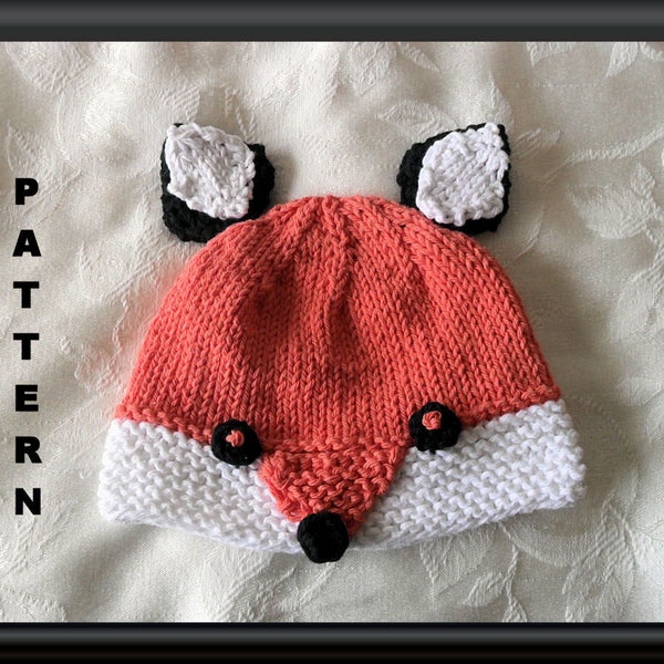Knitted Hat Pattern Baby Hat Pattern Instant Download Baby Hat Pattern Baby Fox Hat Knitting Pattern Children Clothing  Halloween: FOX