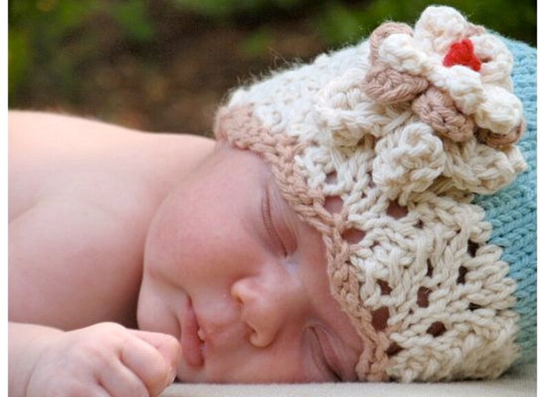 Baby Hat Pattern Knitted Hat Pattern Newborn Hat Pattern Infant Hat Pattern Baby Hat with Flower Knit Hat Pattern: REAL TEAL CLOCHE image 2