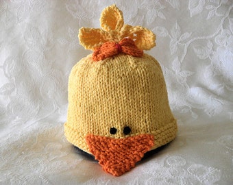 Knitted Baby Hat Knitting Hand Knitted Baby Duck Cap Knitted Baby Beanie Halloween Baby Hat Rubber Ducky Baby Hat baby shower gift