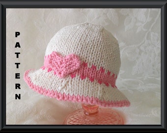 Knitted Hat Pattern Baby Hat Pattern Newborn Hat Pattern Infant Hat Pattern Knitting Pattern for Brimmed Baby Hat: BRIMMED VALENTINE HAT