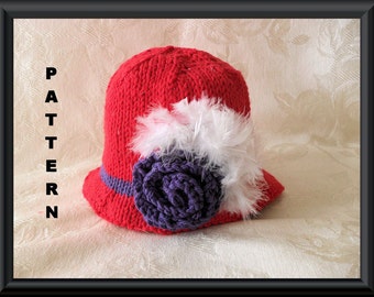 Knitted Hat Pattern Baby Hat Pattern  Baby Rose Hat Pattern Newborn Hat Pattern Kentucky Derby Hat Pattern: RED HAT SOCIETY