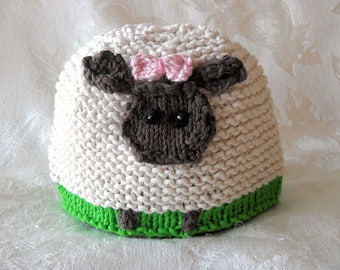 Knitted Baby Hat Knitted Beanie Knitted  Lamb Cap  Easter Knitted Sheep Baby shower knitted baby gift gift for new mom christening gift