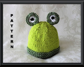 Knitted Hat Pattern Baby Hat Pattern Bear Hat Pattern Frog Hat Pattern Newborn Hat Pattern Infantg Hat Pattern : FROG  and TEDDY BEAR