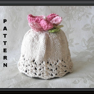 Baby Hat Pattern Knitted Hat Pattern Instant Download Baby Hat Pattern Infant Baby Hat Infant Hat Pattern Flower Hat Pattern: FLOWER GIRL