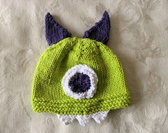 Knitted Baby Hat Knit Baby Cap Knitted Baby Beanie Halloween Baby Hat Knitted One-Eyed Monster Baby Beanie Knitted Monster Hat Baby shower