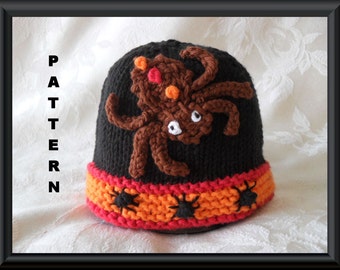 Knitted Hat Pattern Baby Hat Pattern Newborn Hat Pattern Infant Hat Pattern Spider hat Pattern Halloween Baby Hat: SPIDER