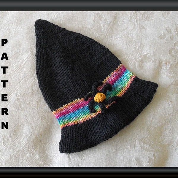 Knitted Hat Pattern Baby Hat Pattern Witch's Baby Hat Pattern Halloween Knitted Hat Pattern Instant Download Hat Pattern:  WITCH