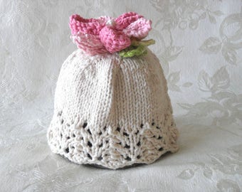 Knitted Baby Hat Knitting Knitted Baby Cloche with Lotus Flower Knitted Baby Beanie  Children Clothing Knitted Lace Baby Hat baby shower