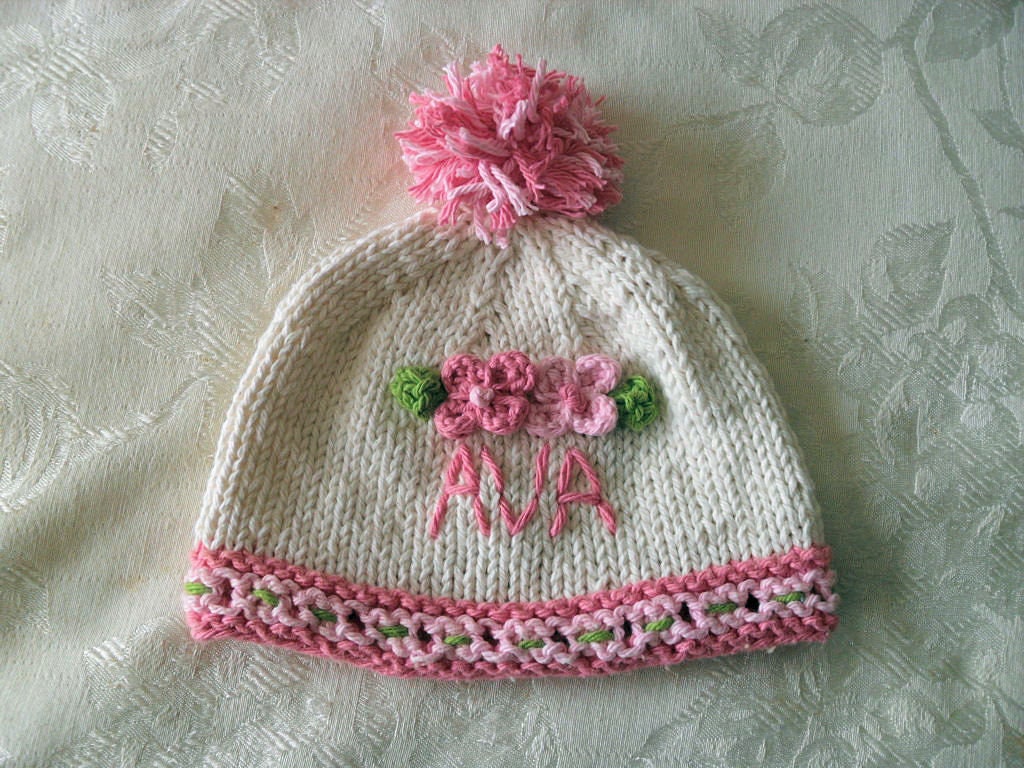 Christening Name Embroidered Baby Beanie Hat Gift Personalised