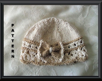 Baby Hat Pattern Knitted Hat Pattern Newborn Hat Pattern Infant Hat Pattern Knit Hat Pattern Baby Girl Clothing: BOW REGARD