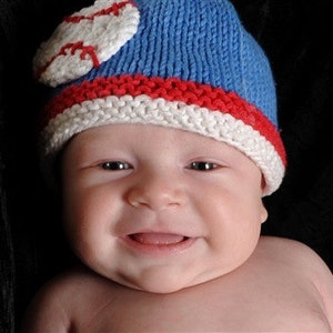 Knitted Hat Pattern Baby Hat Pattern Newborn Hat Pattern Infant Hat Pattern Baseball Hat Pattern : BASEBALL image 3