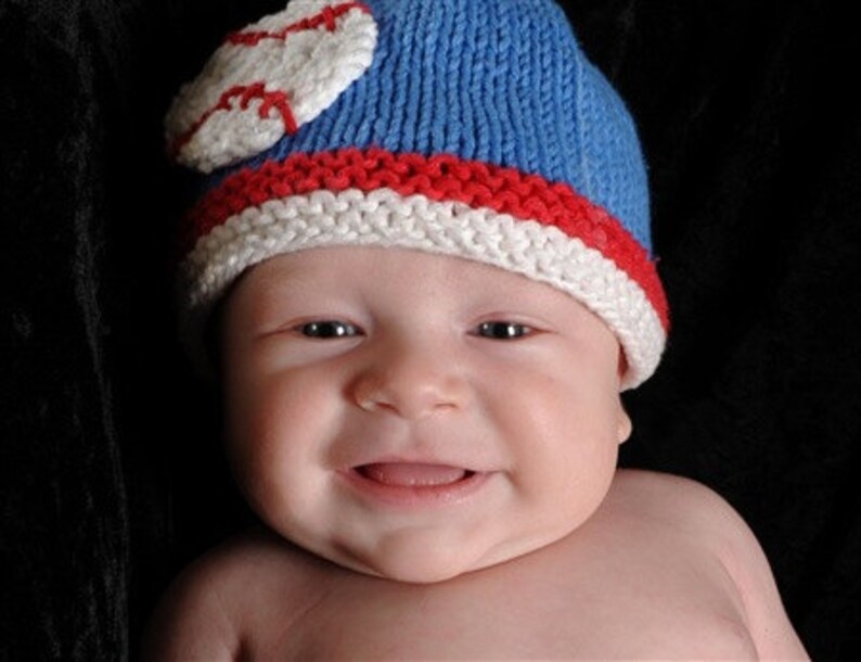 Knitted Hat Pattern Baby Hat Pattern Newborn Hat Pattern Infant Hat Pattern Baseball Hat Pattern : BASEBALL image 3