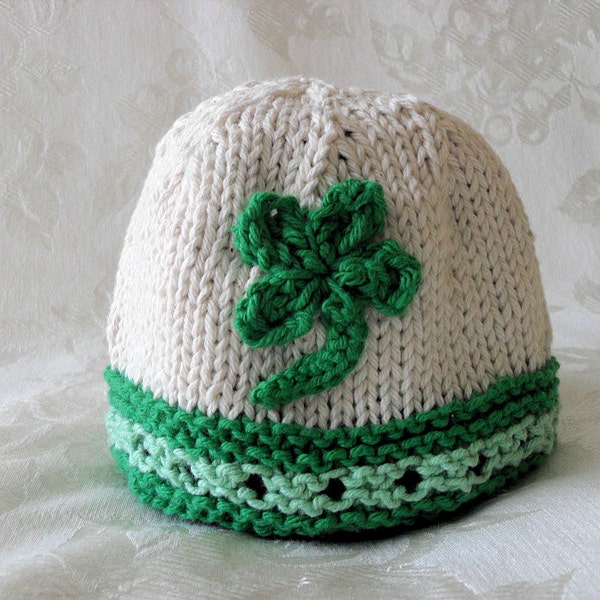 St. Paddy's Day Knitted Irish Baby Hat Irish Baby Beanie St. Patrick's Day Cap Shamrock Baby Beanie Knitted baby gift baby shower cloche