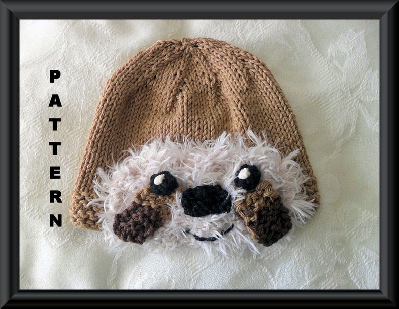 Knitted Hat Pattern Baby Hat Pattern Newborn Hat Pattern Infant Hat Pattern Sloth Baby Hat Pattern Animal Hat Pattern: SLOTH image 1