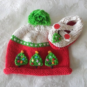 Knitted Baby Hat Knitted baby Beanie Christmas Tree Baby Hat Christmas Baby Hat baby shower gift knitted baby gift gift for new mom image 5