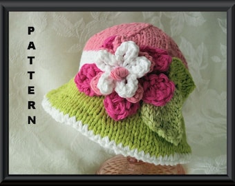 Knitted Hat Pattern Baby Hat Pattern Newborn Hat Pattern Infant Hat Pattern Knitting Pattern for Brimmed Baby Hat: TICKLED PINK