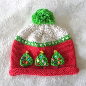 Knitted Baby Hat Knitted baby Beanie Christmas Tree Baby Hat Christmas Baby Hat baby shower gift knitted baby gift gift for new mom image 3
