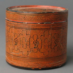 Antique Burmese Lacquer Betel Box Kun It | Burma Lacquerware | Late 19th/Early 20th Century | Handcrafted Asian Art | Collectible Decor