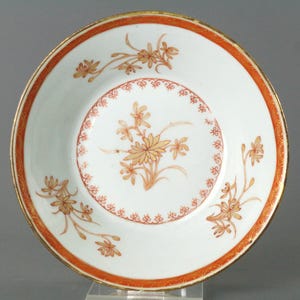 Antique Chinese Export Porcelain Rouge De Fur Floral Bowl - Qing Dynasty