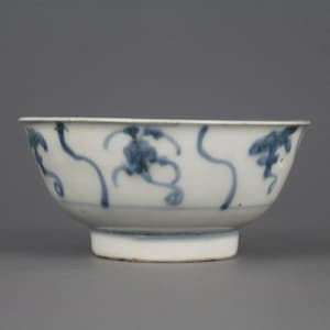 Antique Chinese Blue and White Porcelain Lotus Pattern Rice Bowl - Qing Dynasty