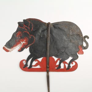 Rare Old Javanese Wayang Kulit Shadow Puppet Figure of a Wild Boar