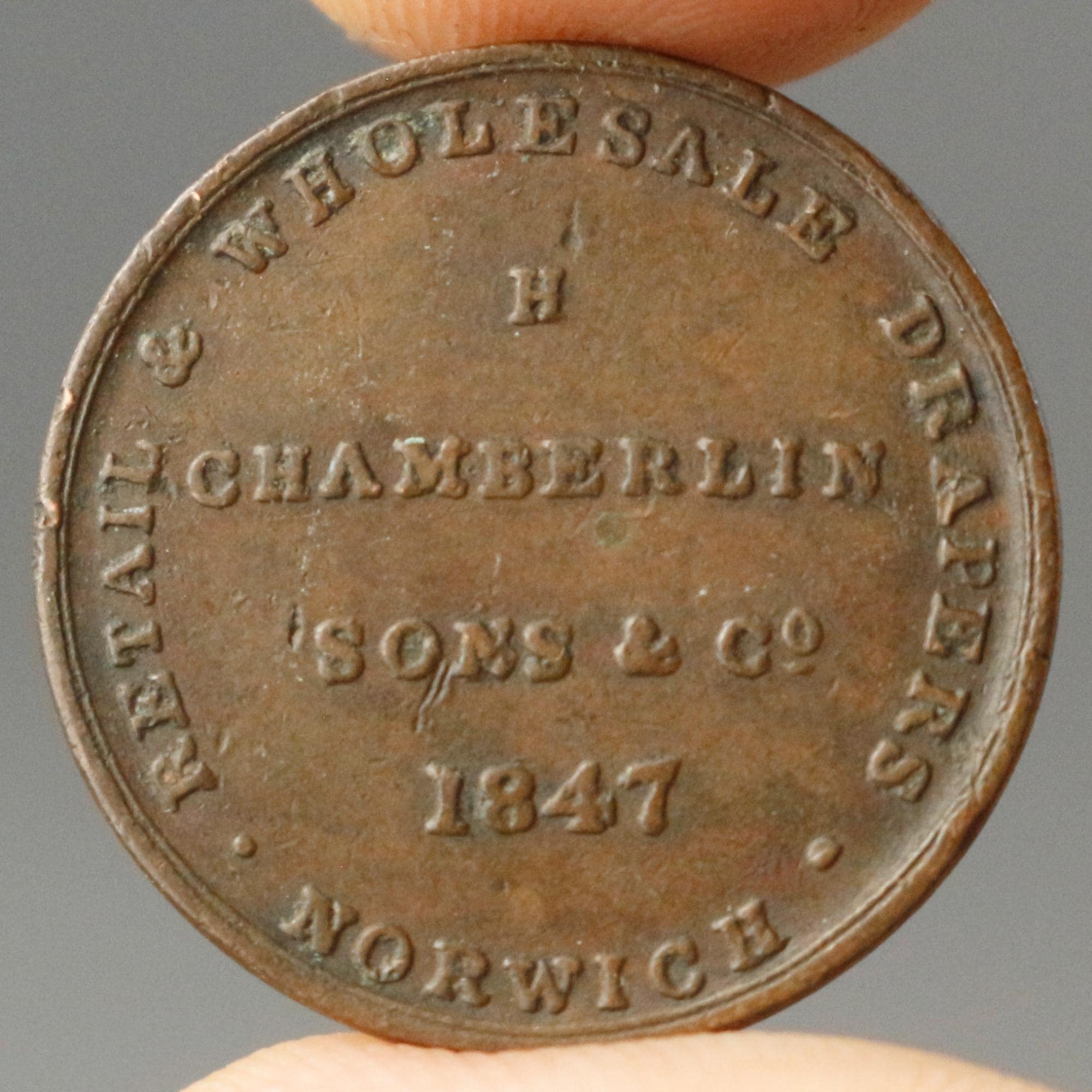 1847年英国銅貨ファージングトークン | ノーリッジ・チェンバリン・サンズ社 | アンティーク英国貿易コイン | 歴史的収集通貨 #CV134 -  Etsy 日本