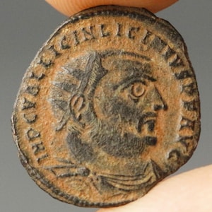 Romeinse munt Licinius I | AE Nummus Radiate | 317–320 Antiochië munt | Omgekeerde Jupiter | Verzamelobject oud brons