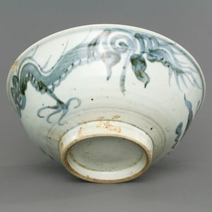 Large Antique Qing Dragon Bowl | Blue & White Porcelain | Decorative Chinese Ceramics | 19th C Handpainted Collectible